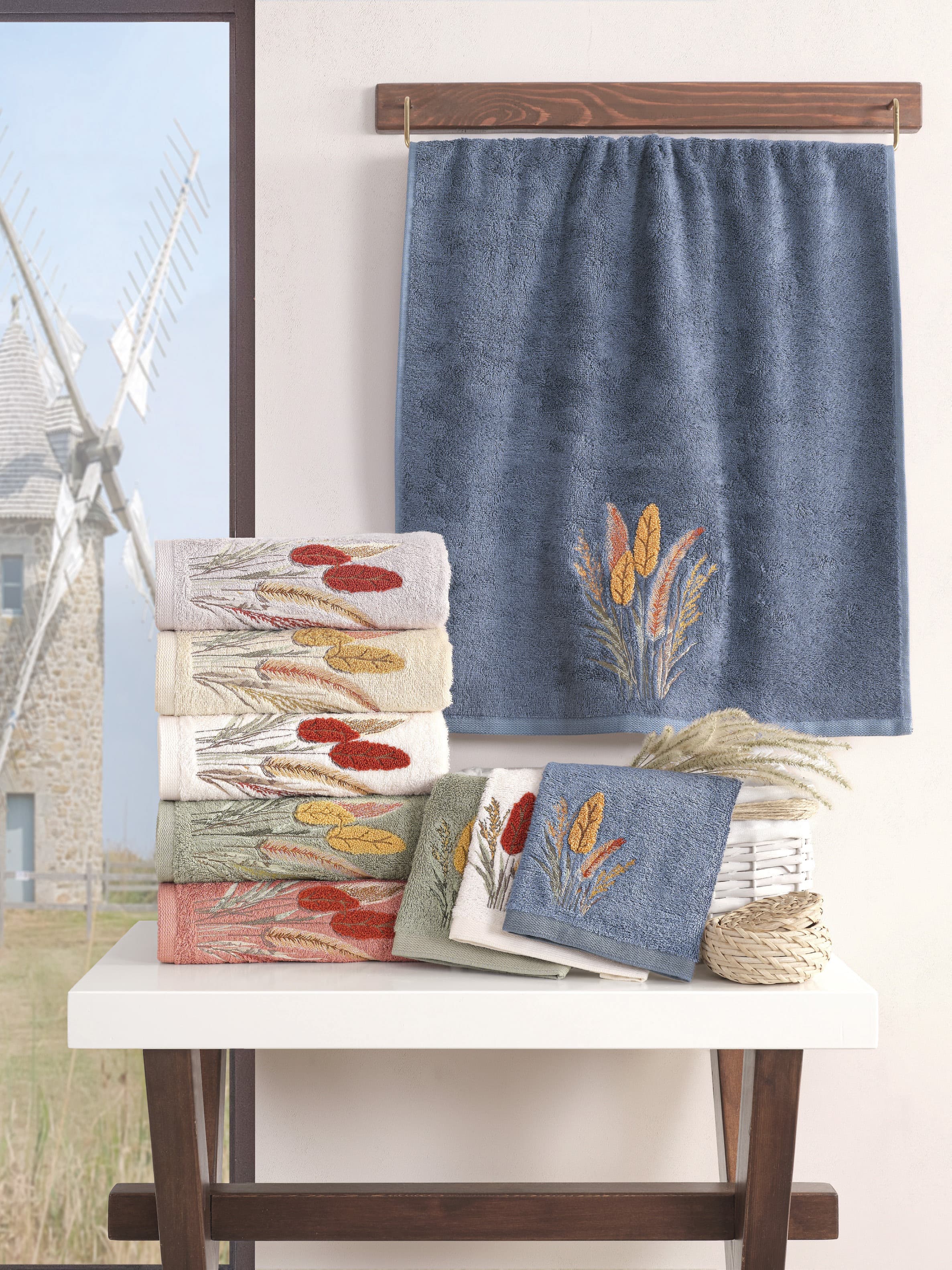 Maribor Trigo Nakışlı Bambu 6'lı 50x90 Havlu Seti çeyizlik havlu setleri
