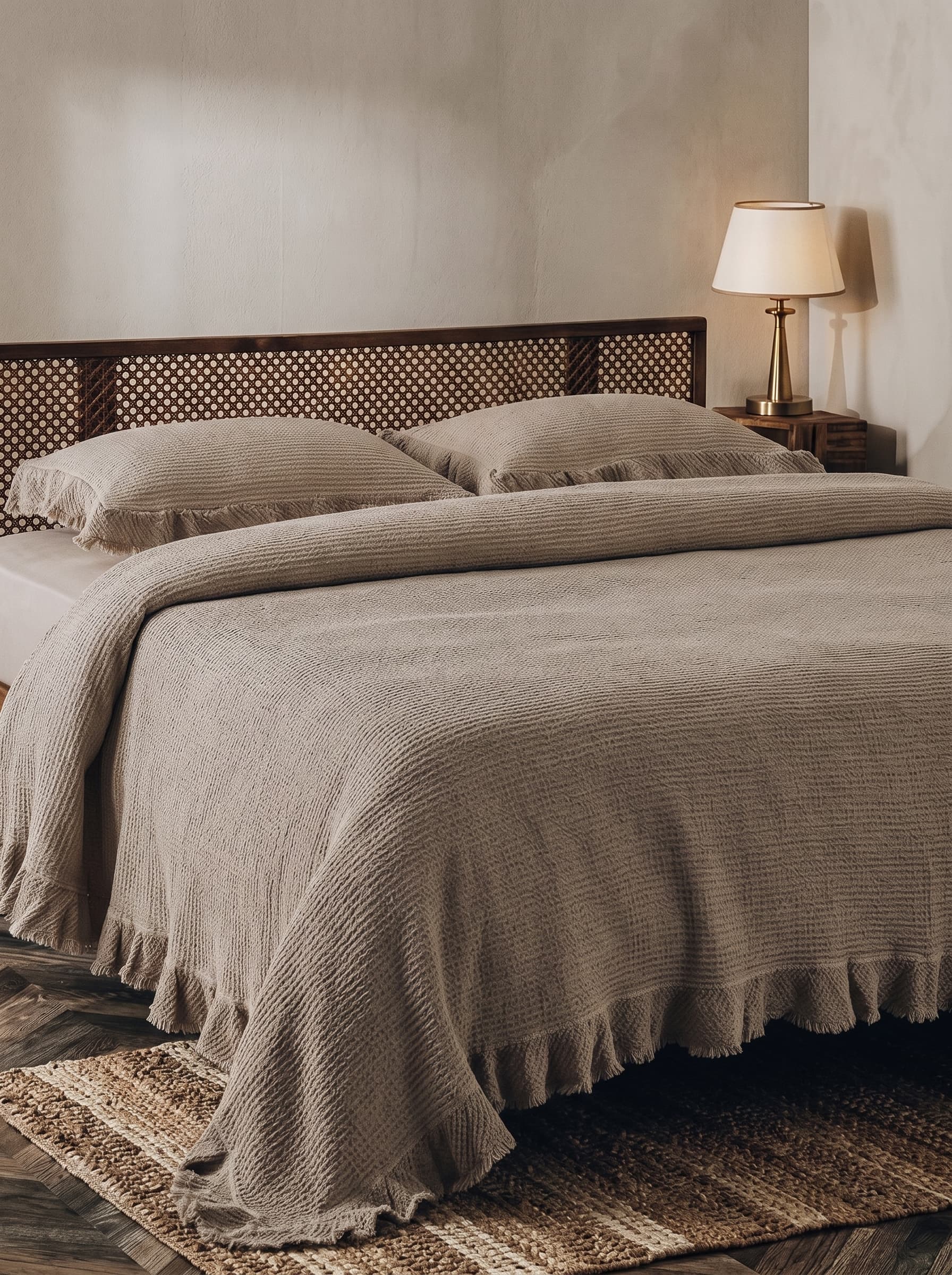 EcoCotton Dina Pamuk Yatak Örtüsü çeyizlik yatak örtüleri (Antrasit) - 2. görsel