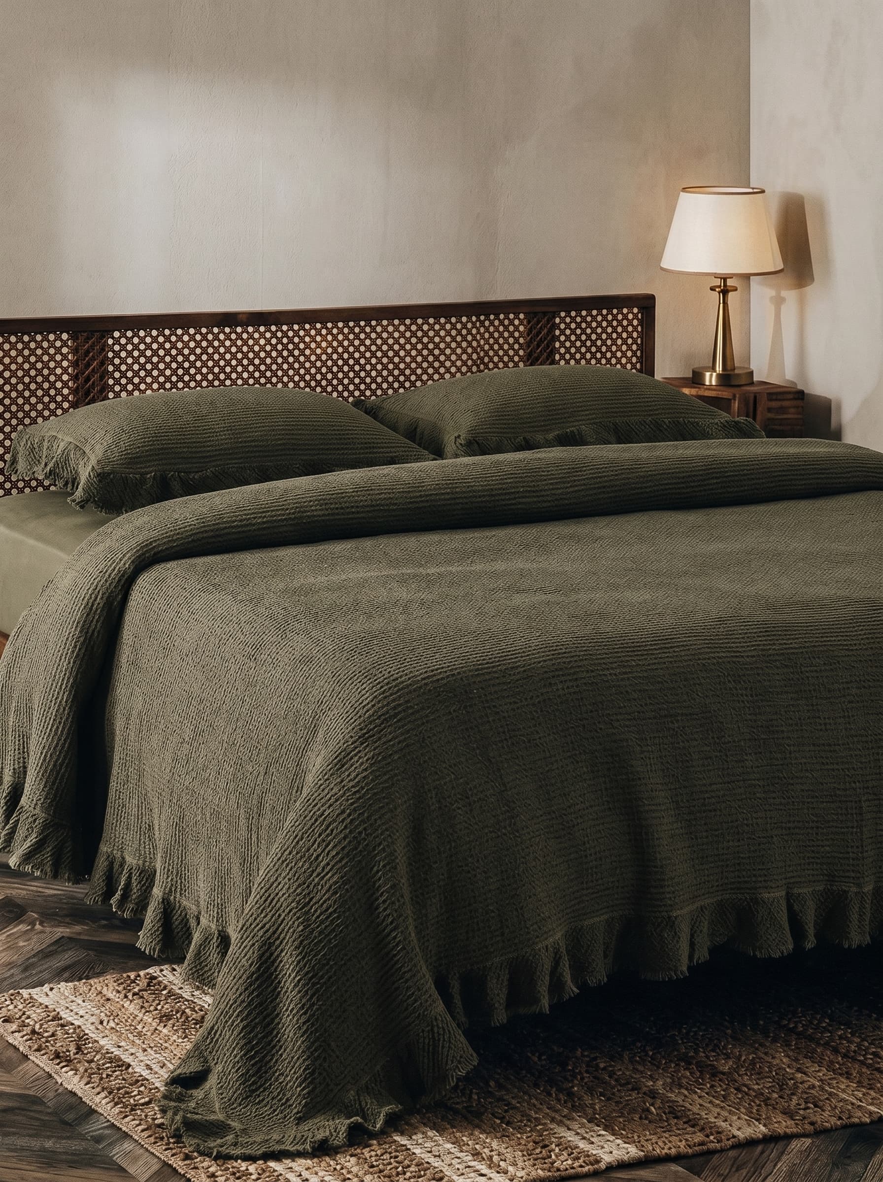 EcoCotton Dina Pamuk Yatak Örtüsü çeyizlik yatak örtüleri (Antrasit) - 3. görsel