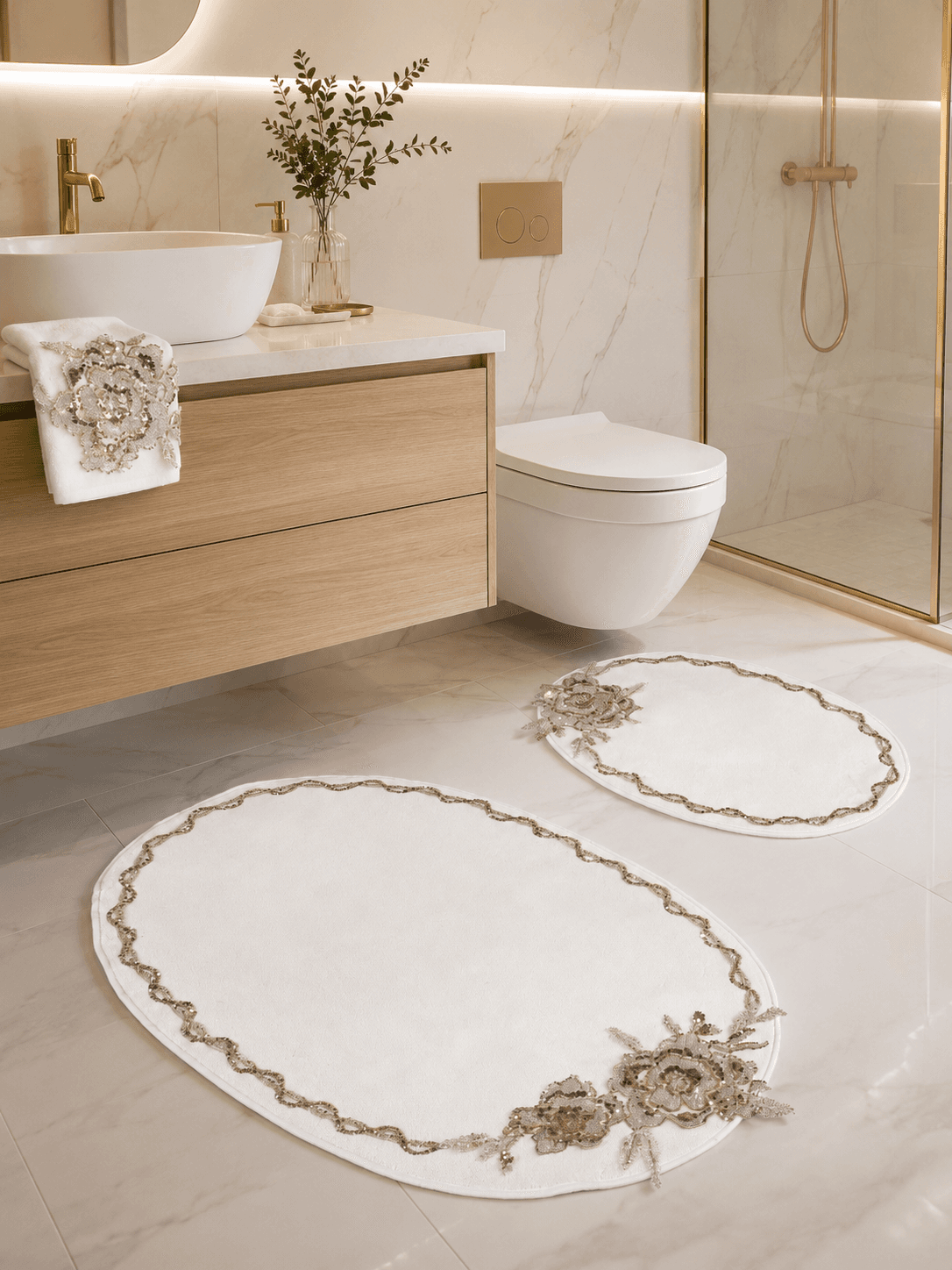 Güzide Anastasia 3 Parça Banyo Paspas Seti çeyizlik banyo paspas setleri